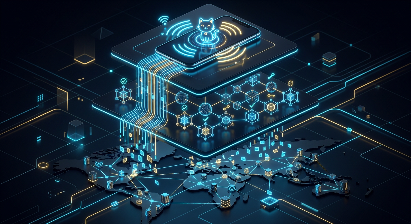 An explanatory 3D infographic showing how a server...