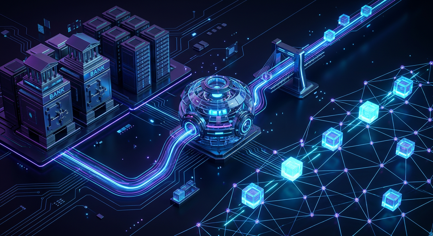 A professional 3D technical flow diagram showing t...