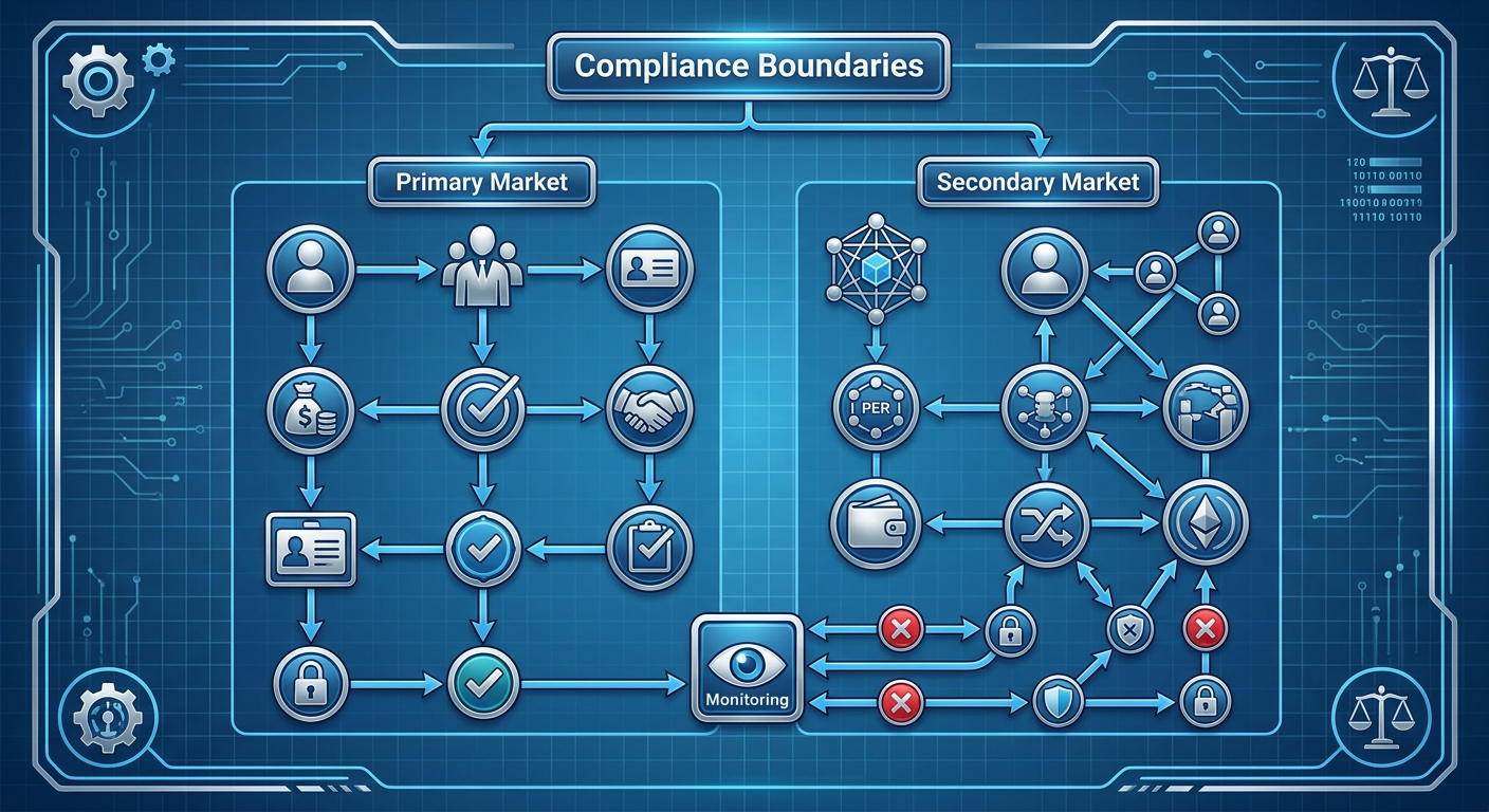 A technical flowchart diagram showing the complian...