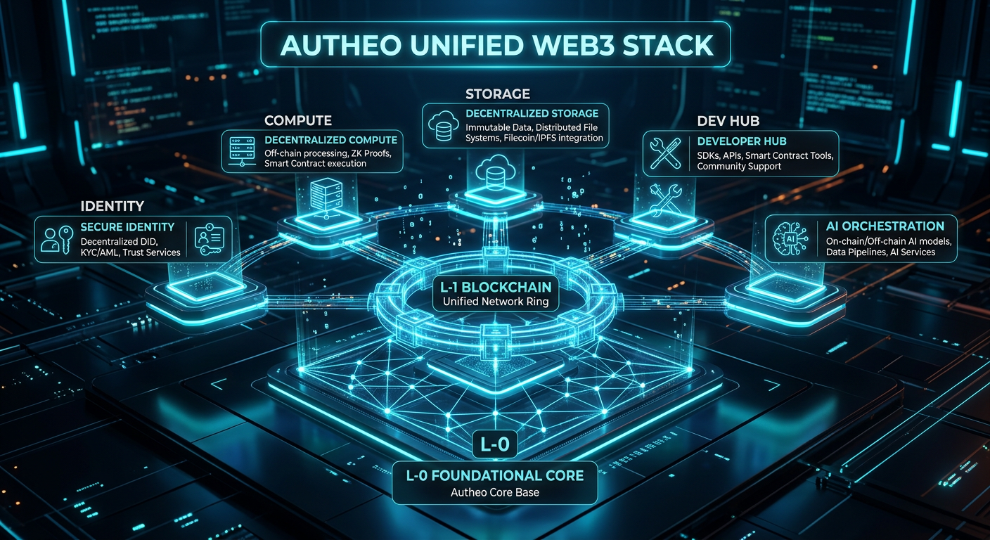 A detailed, 3D infographic explaining the Autheo u...